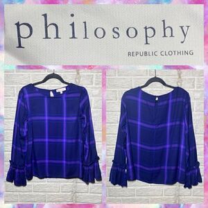 NWT Philosophy plaid long sleeve top Women's Size Small